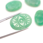 Load image into Gallery viewer, Amazonite Evil Eye Shape Carving, Green Amazonite Evil Eye Hand Carved Gemstone Beads for Jewelry Making, 25 MM Evil Charms