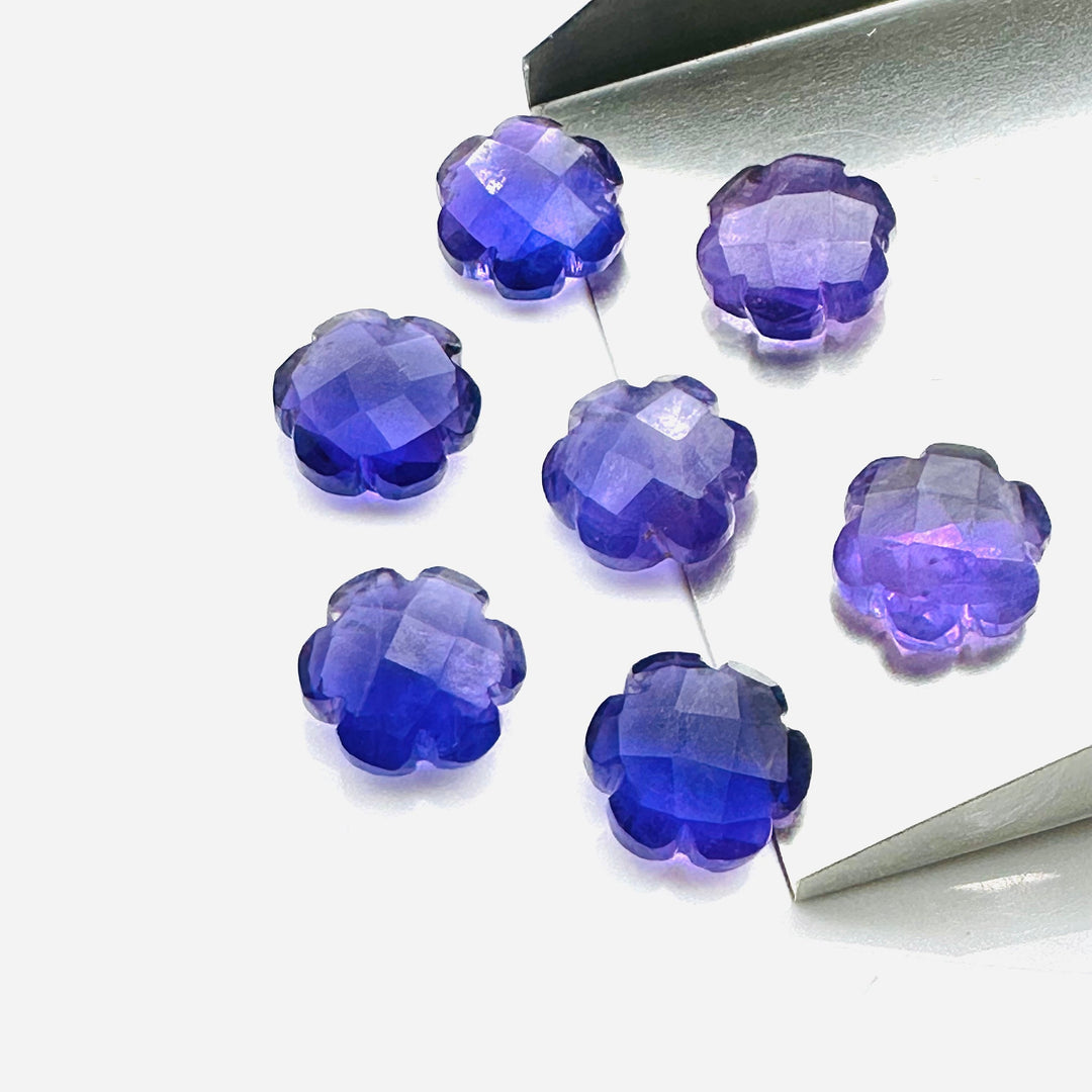 Natural Amethyst Hand Carved Flower Shape Beads, Faceted Flower Shape Carving Loose Gemstone Beads, 10 MM Purple Amethyst Flower for Jewlery