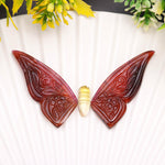 Load image into Gallery viewer, Rare Bio Tourmaline Butterfly Carved Gemstone, Hand Carved Tourmaline Butterfly Shape Cabochon, 49 MM Loose 3 Stones, Flower Carved Wings