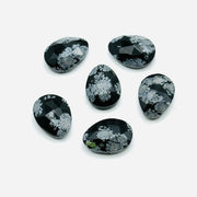 Natural Snowflake Obsidian freeform Rosecut, Faceted Rosecut Loose Gemstone Beads, Obsidian Hand Carved Rose cut for Jewelry Making 10X14 MM
