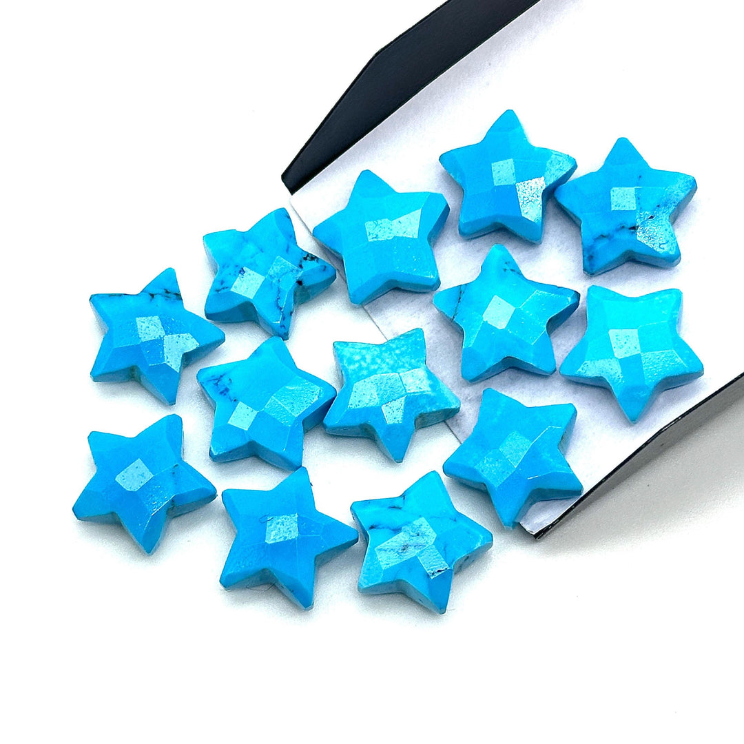 AAA Blue Turquoise Star Briolettes: Faceted Gemstone Beads, 15mm