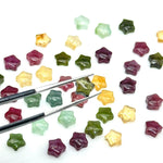 Load image into Gallery viewer, Natural Tourmaline Little Stars, Flat Back Smooth Star Shape Beads, 5 MM Star Shape Gemstone for Jewlery, Colorful Carving Star Beads