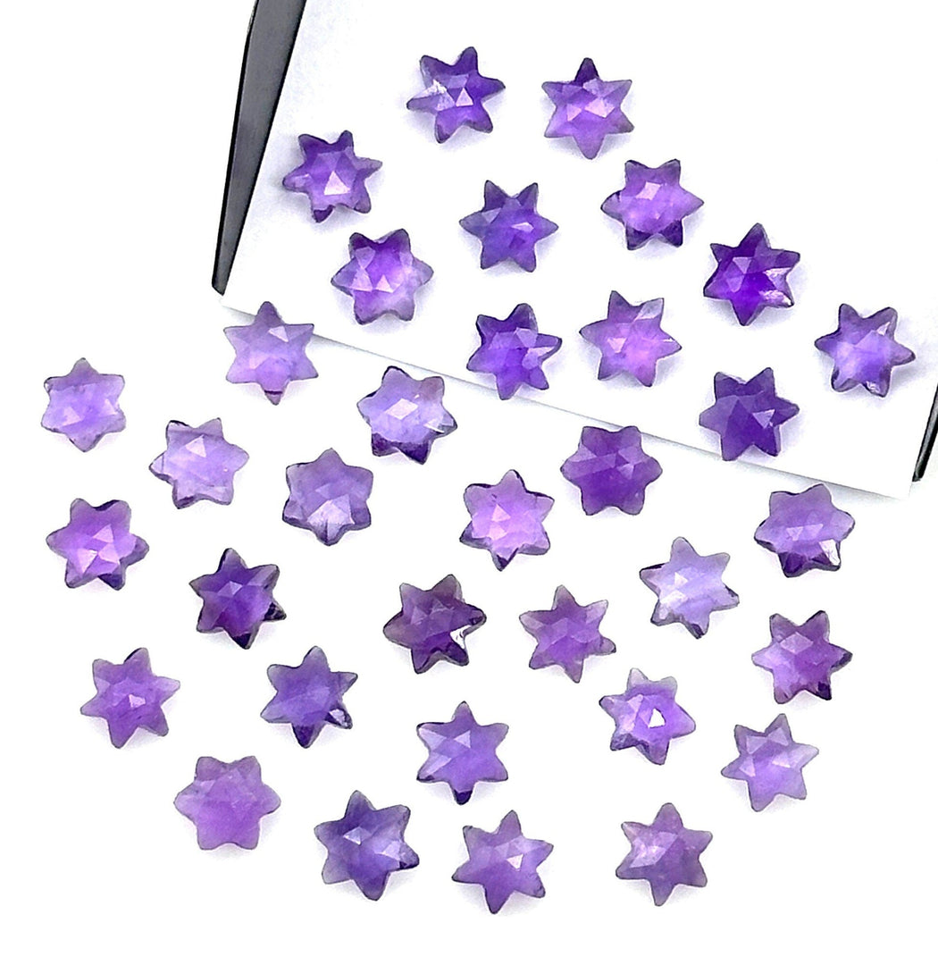 Super Cute Natural Amethyst Stars, Purple Amethyst Star Shape Beads, 6 MM Star Shape Gemstone for Jewlery, 6 Sides Carving Star Beads