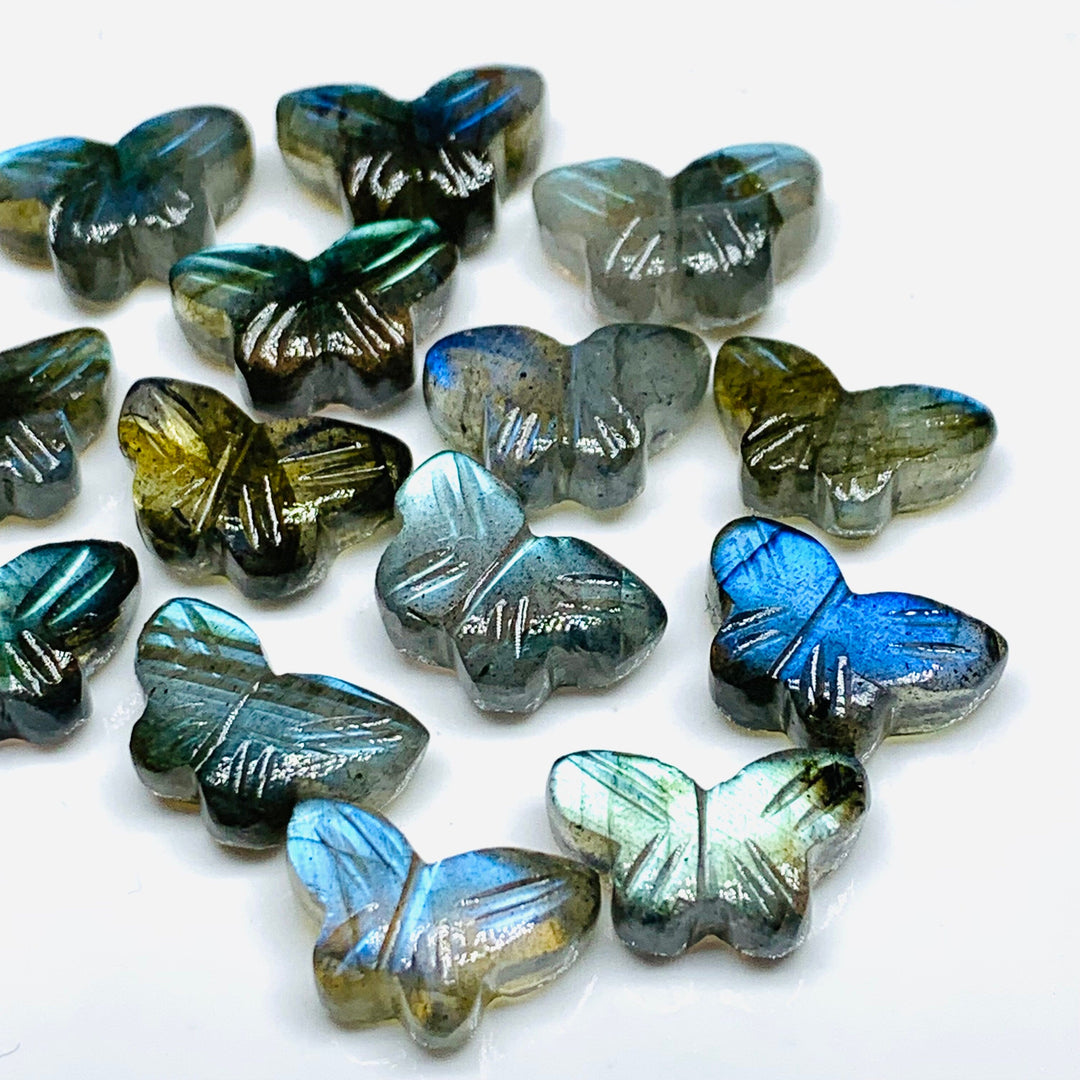 Hand Carved Labradorite Butterfly: Gemstone Jewelry Making (12X7 mm)