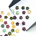 Load image into Gallery viewer, Natural Tourmaline Little Stars, Flat Back Smooth Star Shape Beads, 5 MM Star Shape Gemstone for Jewlery, Colorful Carving Star Beads