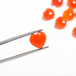 Load image into Gallery viewer, Genuine Carnelian Heart Shape Beads, Orange Carnelian Heart Shape Charms, Mini Plain Heart Briolette's for Jewelry Making, 10 MM
