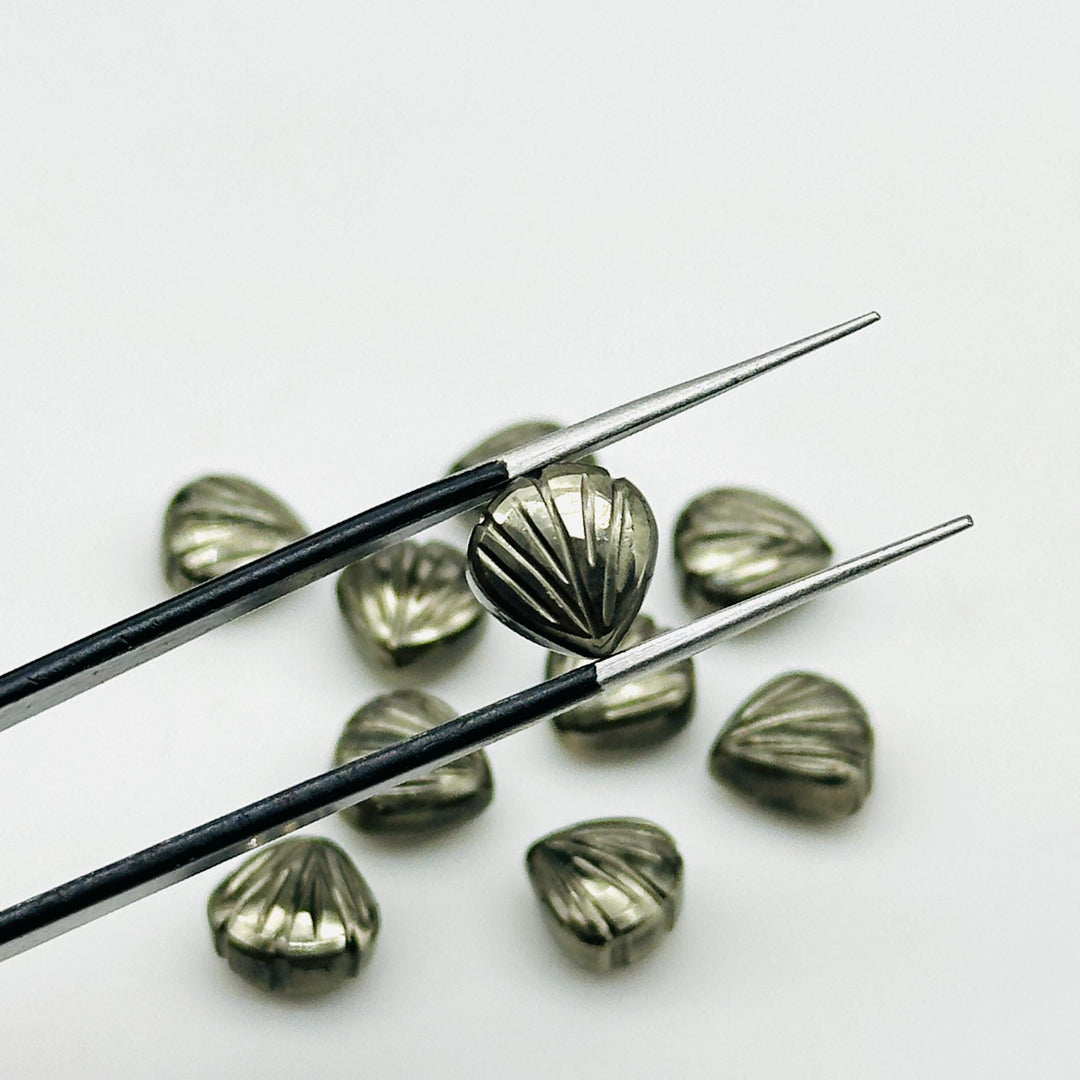 Hand Carved Pyrite Shell Beads: 8mm Gemstone Charms