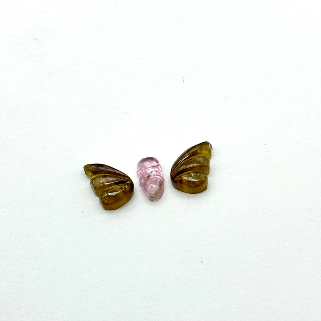 natural tourmaline Butterfly Shape Carving, Hand carved tourmaline Butterfly loose carving, carved butterfly for jewelry Making 19x9mm.