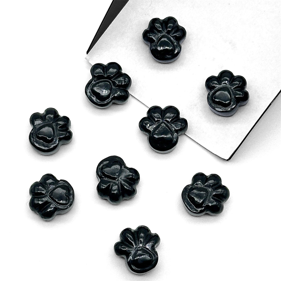 Natural Black Onyx Hand Carved Dog Paw, AAA+ Quality Gemstone Flat Back Paw Carving, 13 MM Paw Charm, Dog Paws for Jewelry & Craft Making