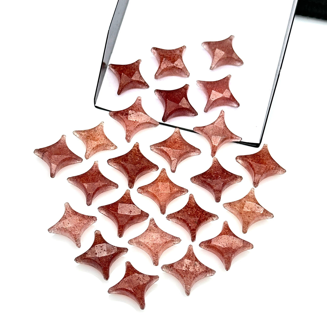 Strawberry Quartz Ninja Star Shape Carving Beads, Fancy Star Shape Gemstone Beads, 11X15 MM Jewelry Making Star Shape Briolettes Loose Beads