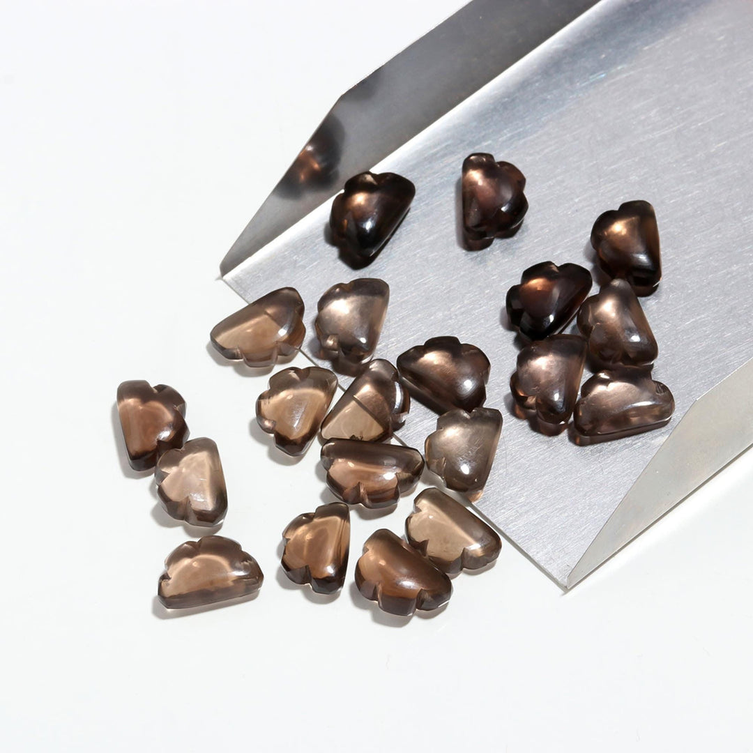 Carved Smokey Quartz Clouds Shape Beads, Natural Smokey Quartz Smooth Cloud Shape Beads, Cloud Gemstone Charms, 12 MM Loose Briolettes
