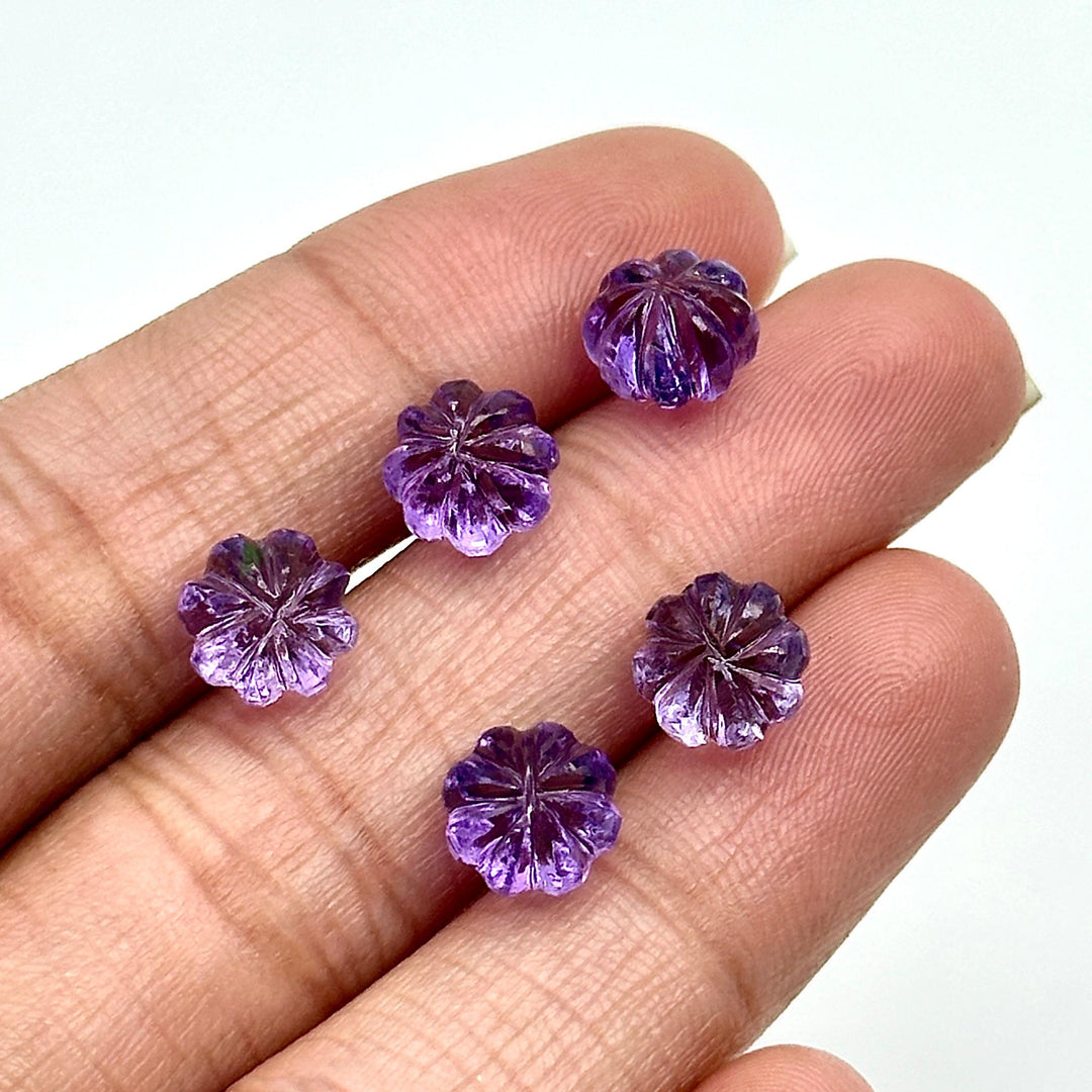 Superb Quality Purple Amethyst Melon Shape Beads, Hand Carved Pumpkin Shape Gemstone Beads, 6X8 MM Natual Amethyst Beads For Jewelry & Craft