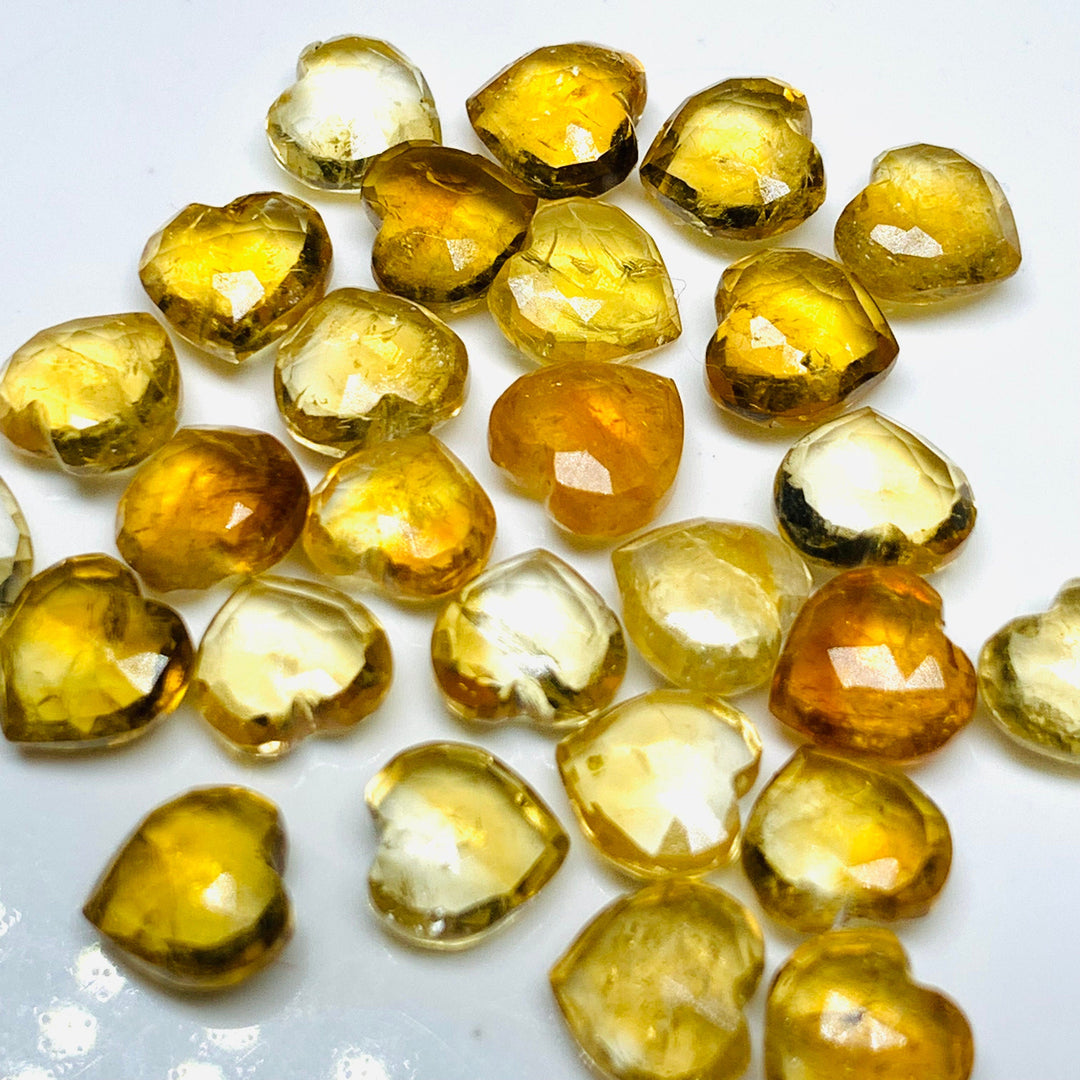 Natural Citrine Heart Shape Gemstone Beads, Faceted Carved Heart Briolettes, 8 MM Citrine Heart Beads For Jewelry & Craft Making Supplies