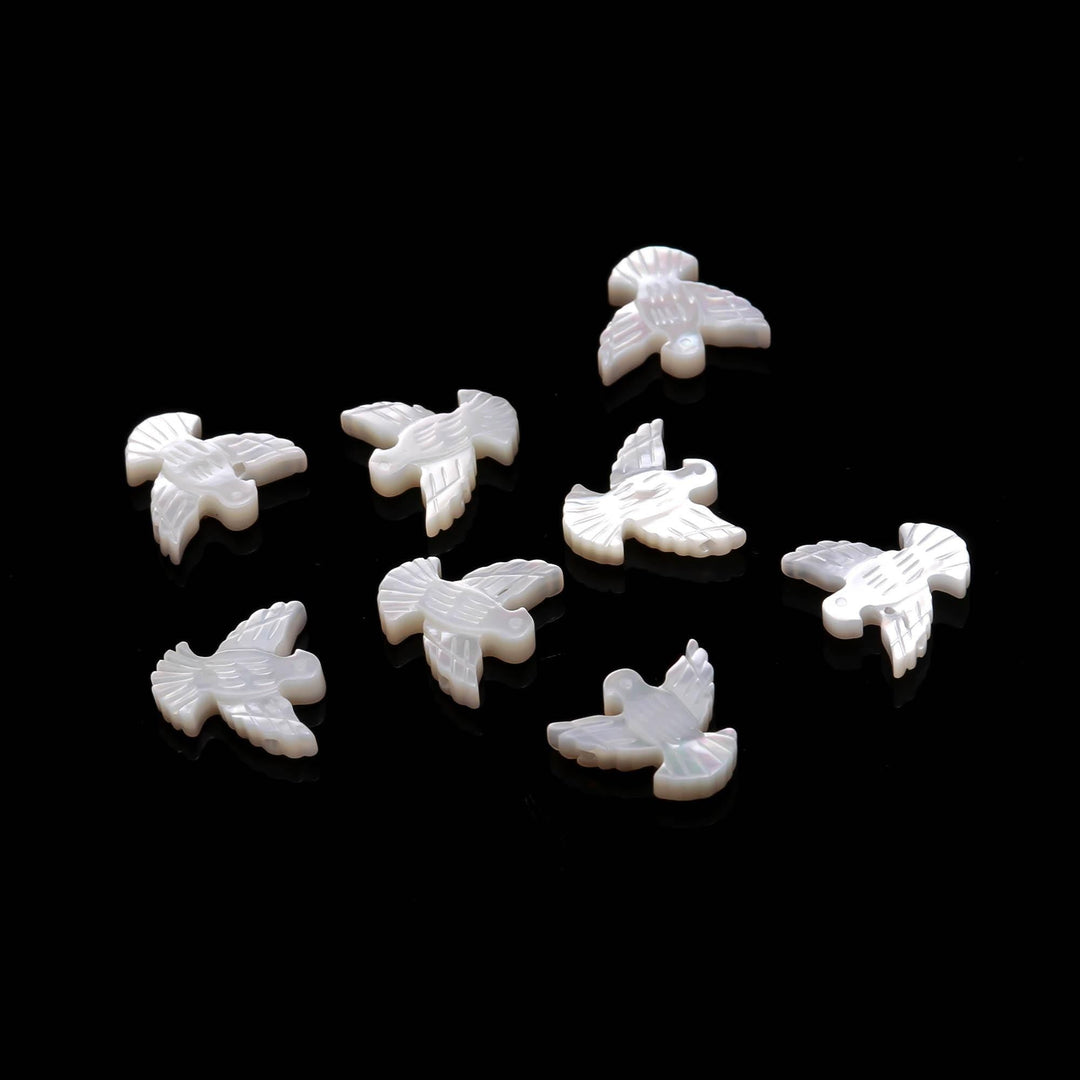 1 Pc Hand Carved Mother of Pearl Dove Bead, Jewelry Making (12x13 MM, Side Drill, 1 Pc
