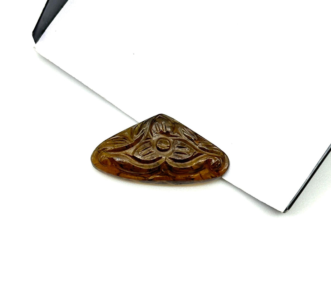 Amazing Brown Tourmaline Carving Gemstone, Natural Tourmaline Hand Flower Carving, 22 MM, Fancy Tourmaline Cabochon For Jewelry Making