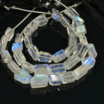Load image into Gallery viewer, High Quality Flashy Rainbow Moonstone Tumble Shape Beads, Nugget Shape Faceted Beads, 4" Strand, Blue Fire Rainbow Moonstone Tumble Beads