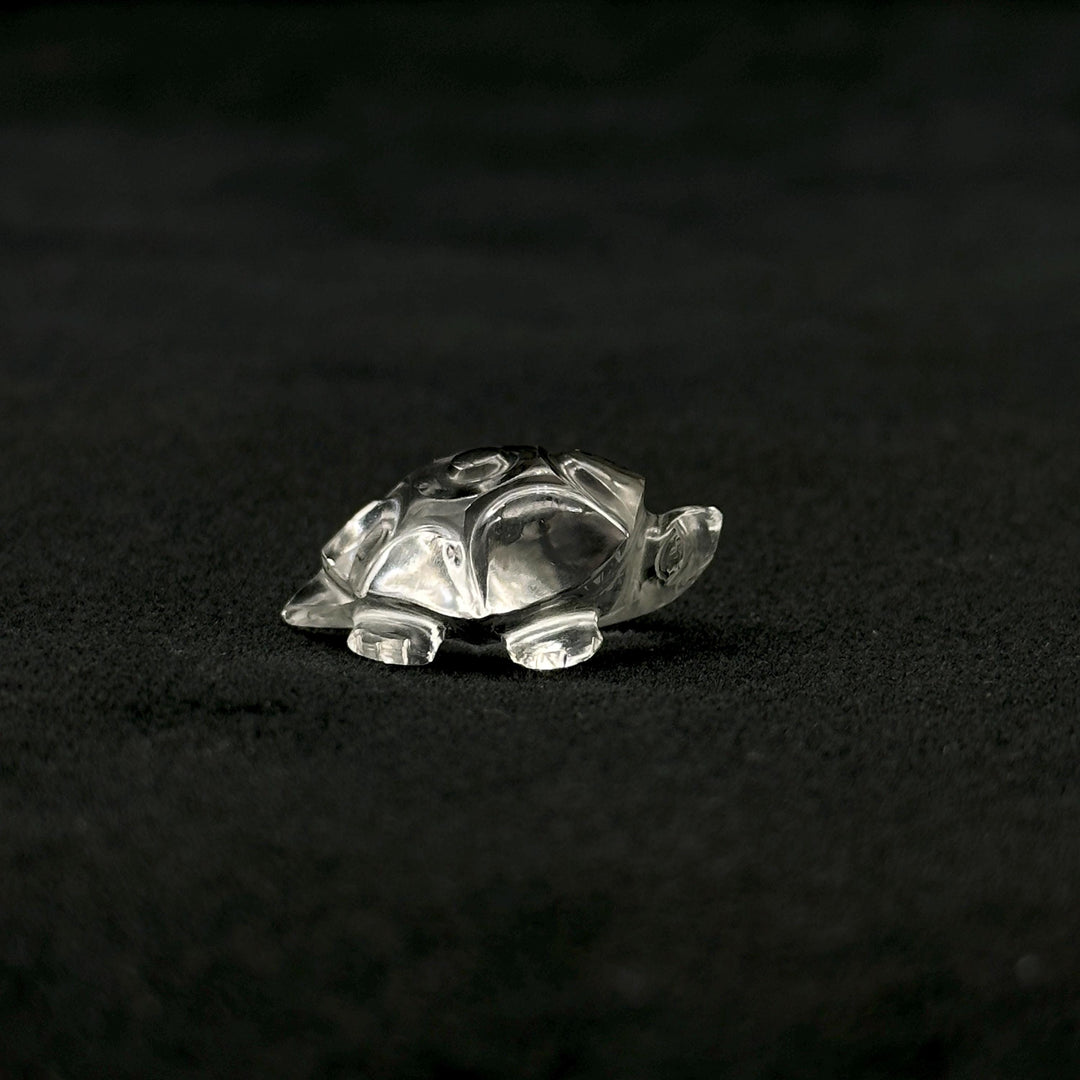 Natural Crytal Quartz Turtle Shape Gemstone Carving, 17X25 MM Minimalist Turtle Carving for Jewelry, Handmade Harmony Gemstone Beads Carving