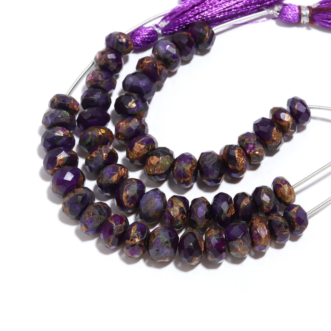 AAA Copper Amethyst Faceted Beads, Copper Amethyst Faceted Rondelle Beads, 9-10 MM Healing Gemstone Beads for Jewelry, Amethyst Loose Beads