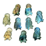 Load image into Gallery viewer, Natural Labradorite Owl Shape Gemstones, Hand Carved Owl Shape Stone, Flashy Labradorite Owl Shape Charms, 20 MM Bird Carvings