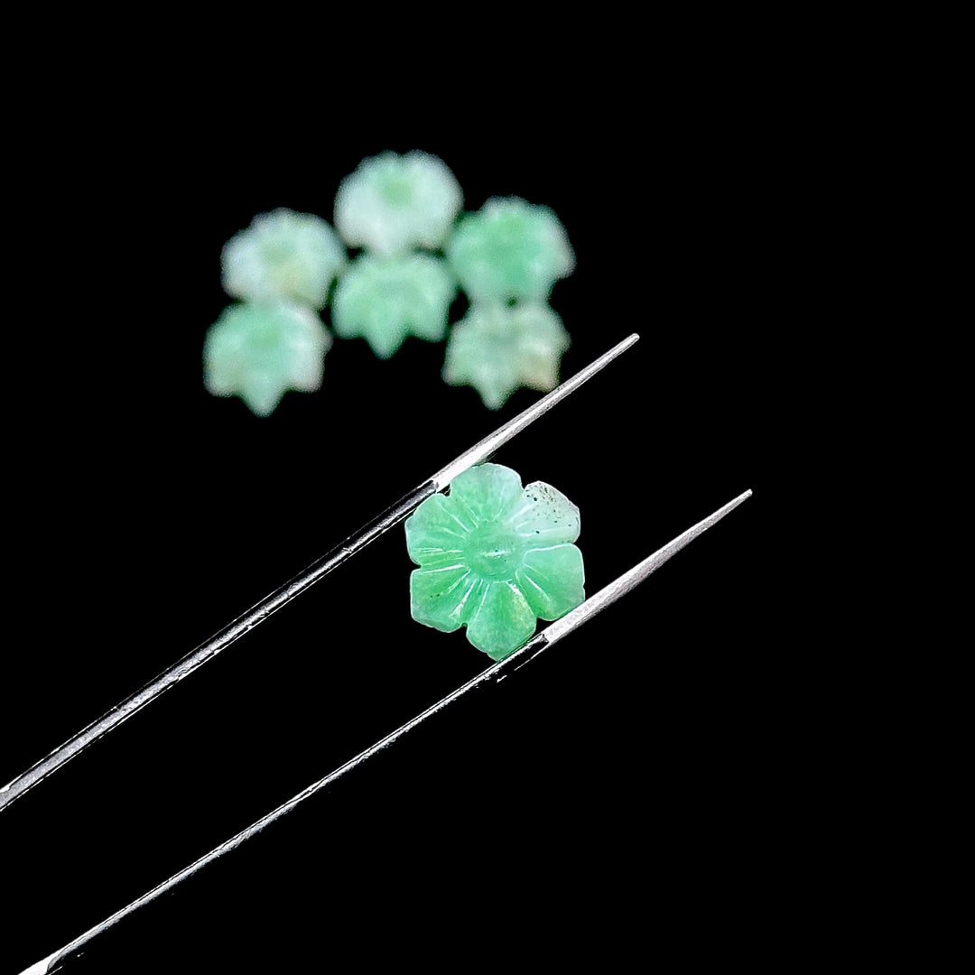 Green Chrysoprase Carved Flower Shape Beads, Natural Chrysoprase Flower Carving, Green Flower for Jewelry Making, 12 MM, Floral Gemstones