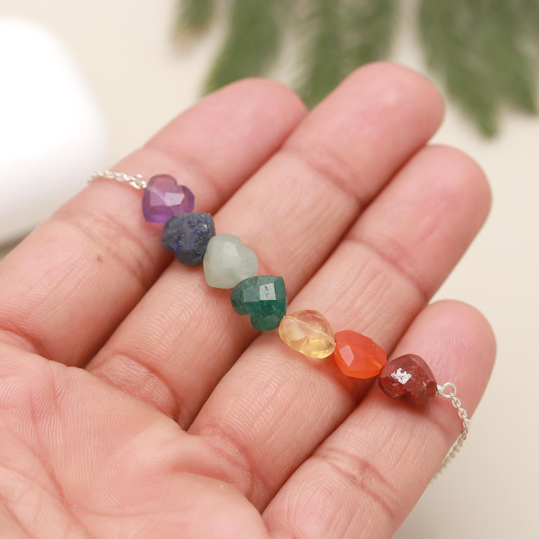 7 Chakra Healing Bracelet, Natural Powerful Gemstone Handmade Bracelet, Heart Gemstone Jewelry, 8 MM Beads, Protection, Grounding, Balance