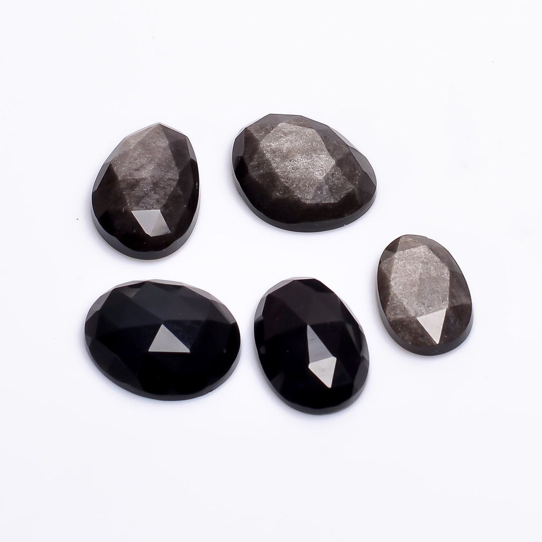 2,10,20,25,50pcs A-one Quality Golden Sheen Obsidian & Onyx freeform Rosecut, faceted rosecut, jewelry making rosecut 13X9 15X12 mm
