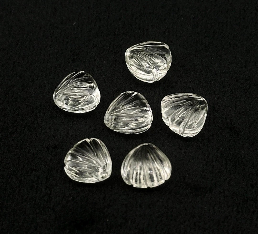 Natural Crystal Quartz Shell Shape Beads, 8 MM Hand Carved Seashells, Tiny Carved Beads, Shell Charms, Jewelry & Craft Making Gemstones