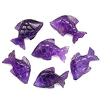 Load image into Gallery viewer, Carved Amethyst Fish Shape Stone, Natural Amethyst Fish Shape Gemstone, Healing Chakra Stone, Purple Amethyst, 25 MM, Loose Fish Charms