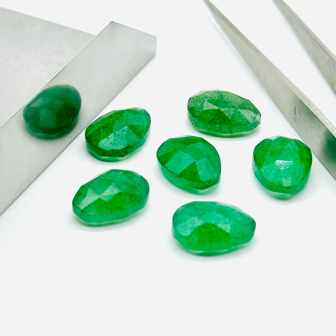 2,3,4,5pcs A-one Quality green strawberry freeform Rosecut, faceted rosecut, gemstone for jewelry, jewelry making rosecut 10X14 mm