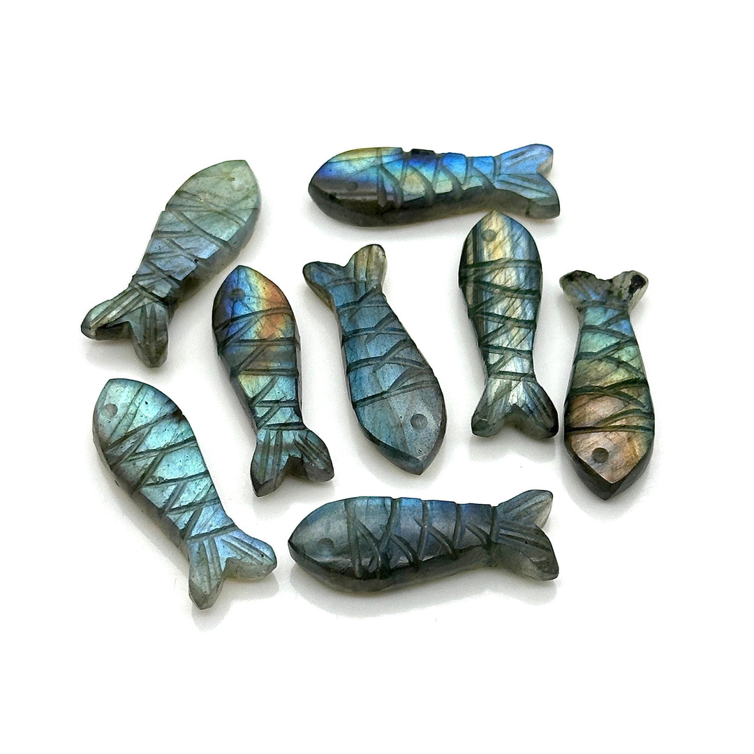 Natural Labradorite Fish Shape Carving, Flashy Labradorite Fish Briolette's, Sea Fishes, 25 MM, Fish Charms for Jewelry, Healing Labradorite
