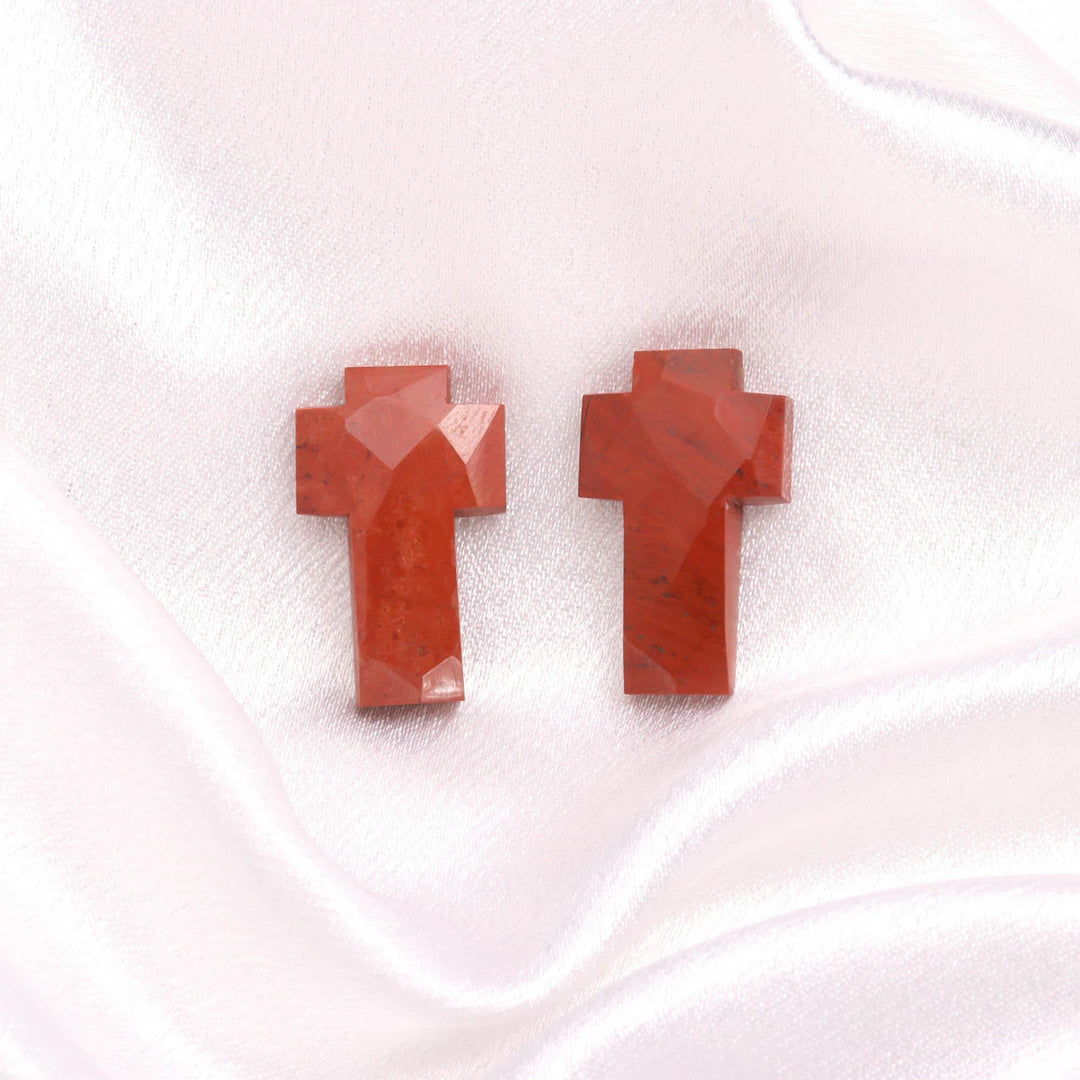 Natural Red Jasper Carved Cross Shape Gemstone, AAA Red Jasper Faceted Blue Opal Cross Beads, Healing Energy & Protection Beads