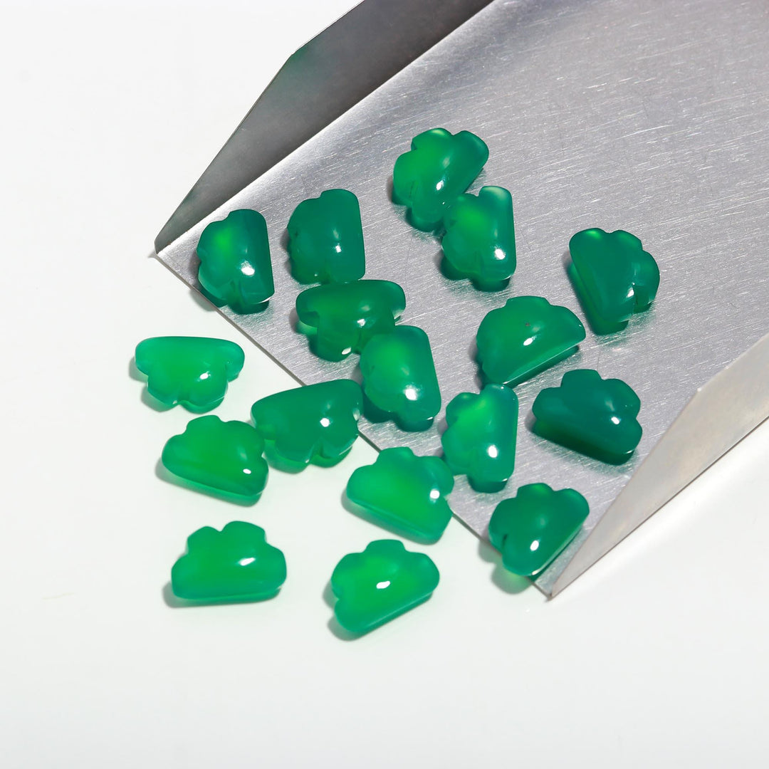 Natural Green Onyx Clouds Shape Stones, AAA Green Onyx Smooth Cloud Shape Beads, Carved Gemstone Charms, 12 MM, Loose Carved Briolettes