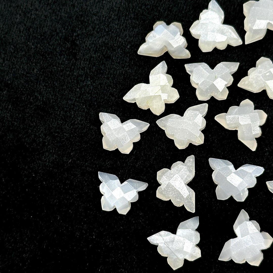Natural White Moonstone Butterfly Shape Carving Beads, Faceted Butterfly Gemstone, Animal Carving Beads For Jewelry, Charm Beads 14x10MM
