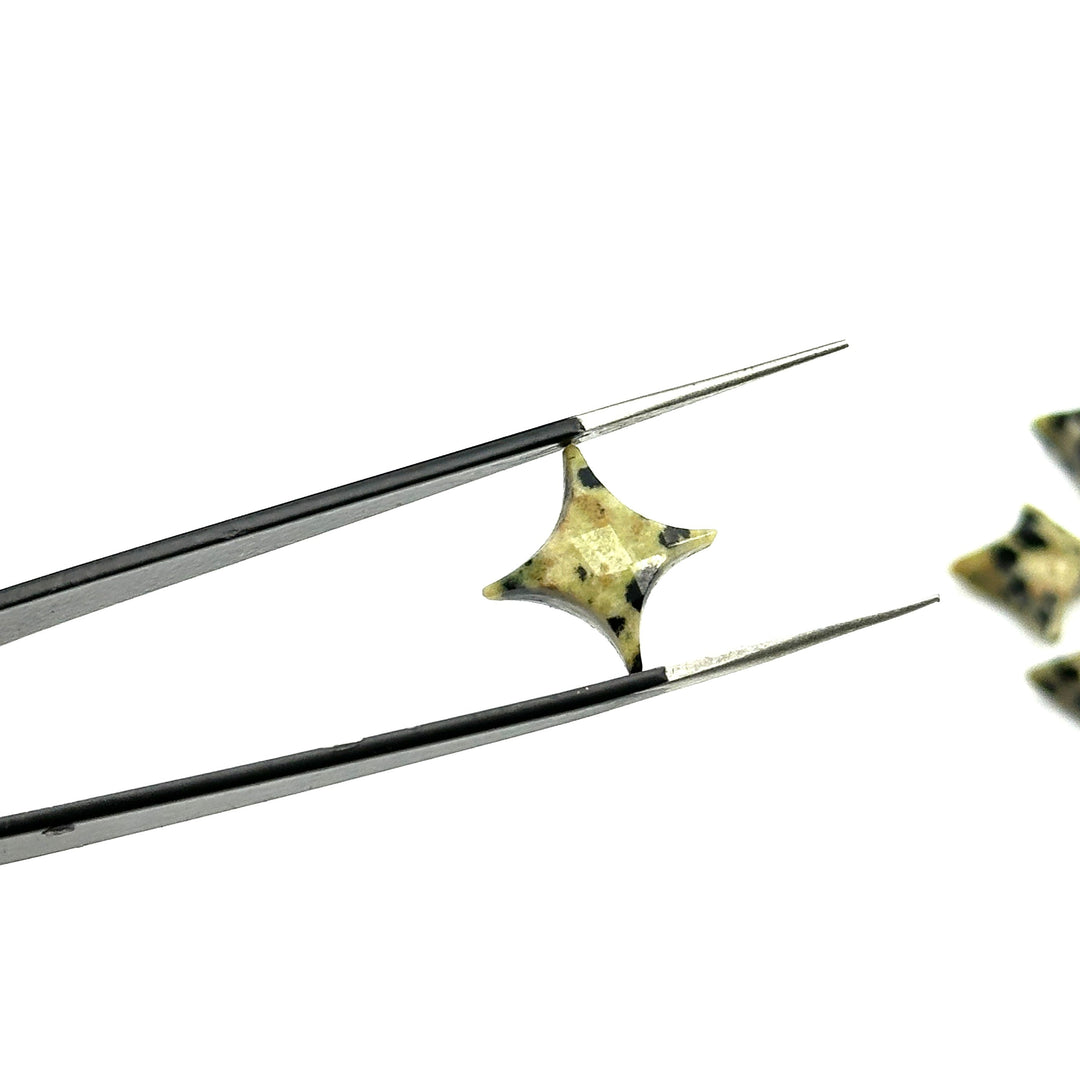 Dalmation Jasper Ninja Star Shape Carving Beads, Fancy Star Shape Gemstone Beads, 11X15 MM Jewelry Making Star Shape Briolettes Loose Beads