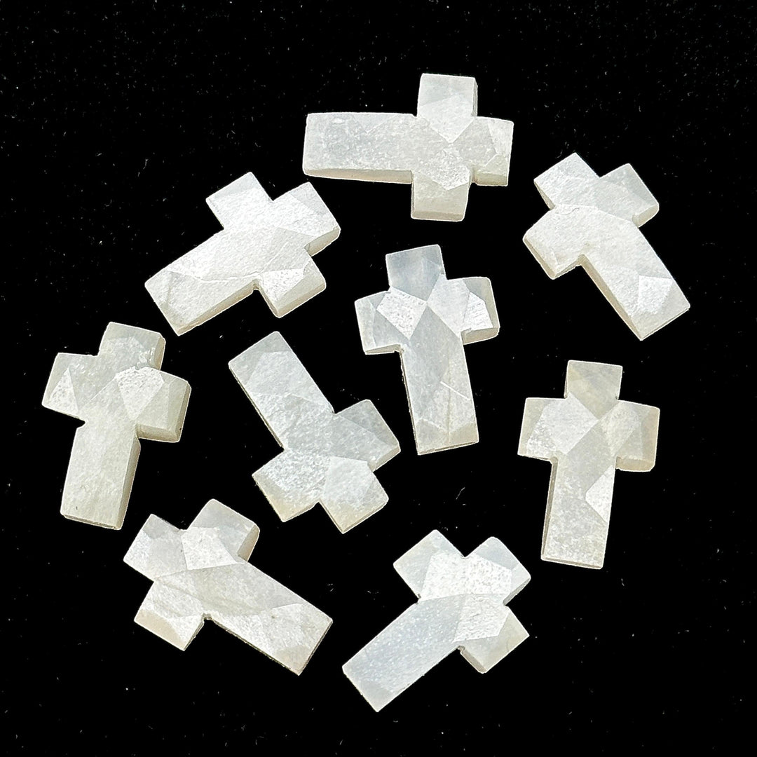 Natural White Moonstone Cross Shape Briolettes, AAA Moonstone Gemstone Beads, Holy Cross Charm for Jewelry, 15 MM Jesus Lord Spiritual Beads