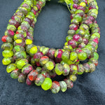 Load image into Gallery viewer, Faceted Neon Copper Turquoise Rondelle Beads: Green &amp; Pink, 8-10mm, 4 Inch