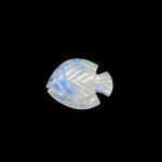 Load image into Gallery viewer, Hand Carved Rainbow Moonstone Fish Carving: Gemstone Jewelry Supply (21X27 MM)