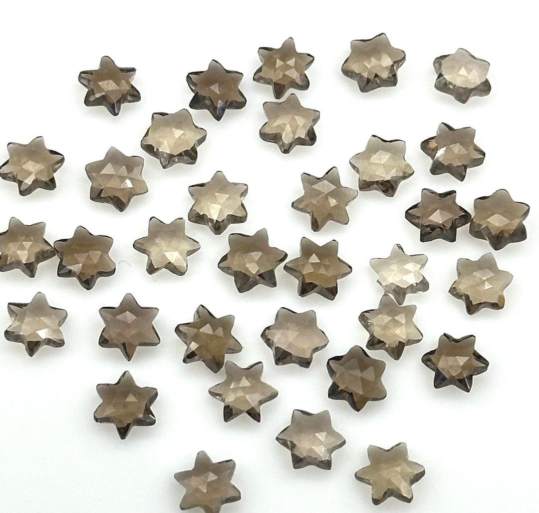 Natural Smokey Quartz Little Stars, Brown Smokey Quartz Star Shape Beads, 6 MM Star Shape Gemstone for Jewlery, 6 Sides Carving Star Beads
