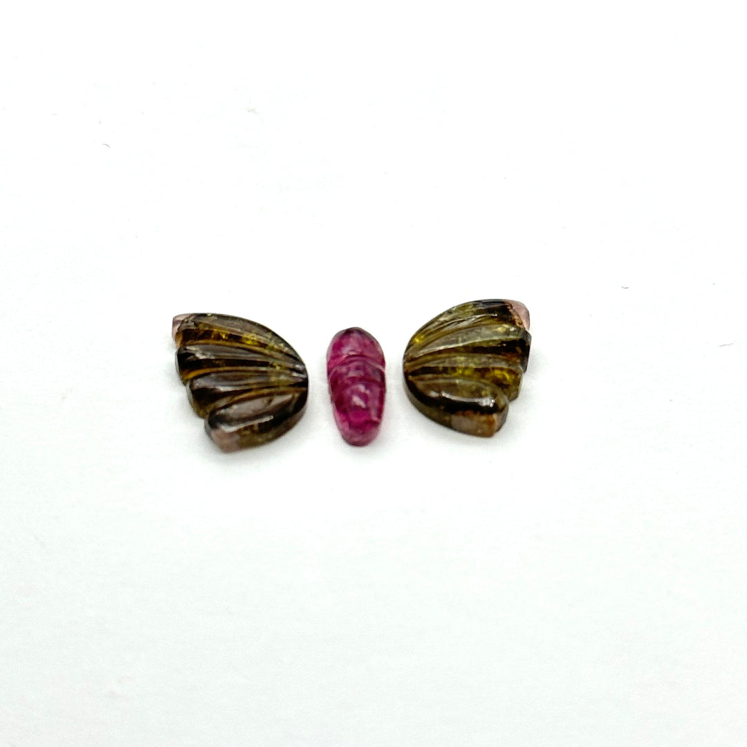 natural tourmaline  Butterfly Shape Carving, Hand carved tourmaline Butterfly loose carving, carved butterfly For jewelry Making,21x11mm