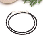 Load image into Gallery viewer, Black Spinel Beaded Necklace, Natural Spinel Faceted Box Beads Necklace, Evil Eye Protection Beads Jewelry, Gift For Her 3 MM