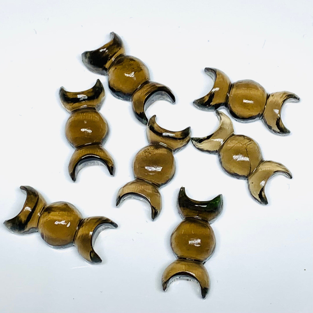 2,3,4,5 Pcs Natural Smokey Quartz Hand Carved Triple Moon Shape, Carved Triple Moon Shape Gemstone For Jewellery, 22X10 mm