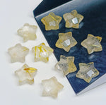 Load image into Gallery viewer, Natural Golden Rutile Carved Star Shape Briolettes, Hand Carved Faceted Star Shape Beads Gemstone For Jewlery, Loose Star Charms, 10 MM