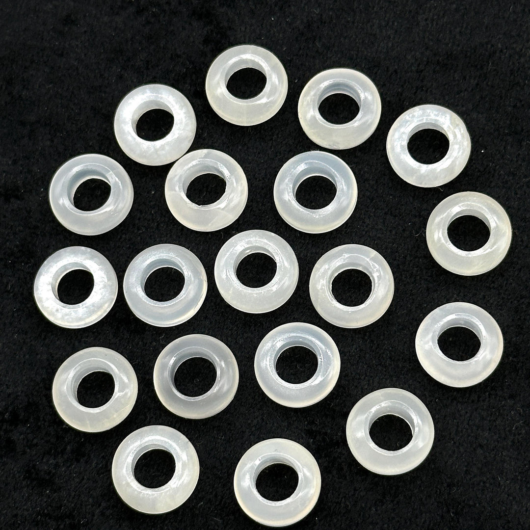 Natural White Moonstone Donut Shape Gemstones, Moonstone Donut Carving, Healing Gemstone Beads, 12 mm Moonstone Smooth Donut Beads