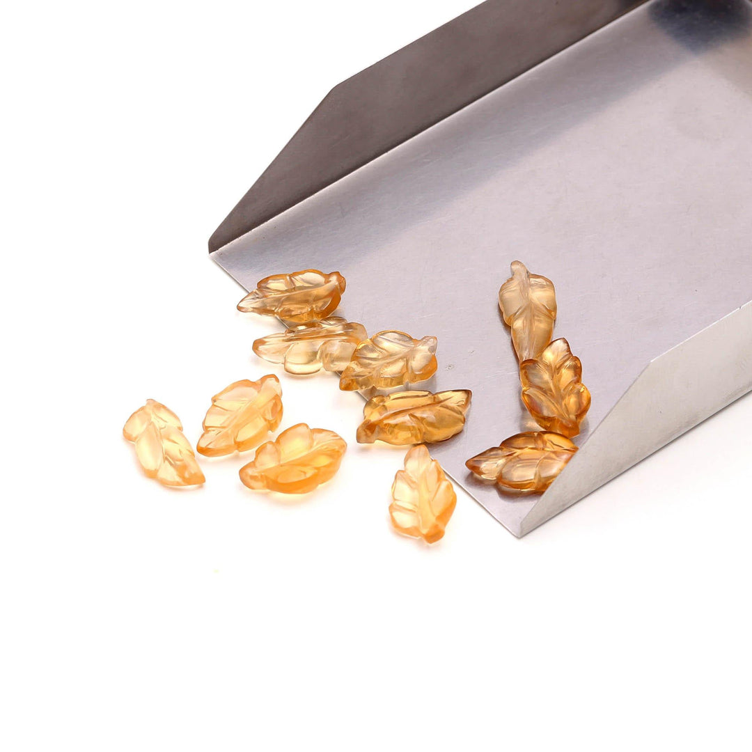 Natural Citrine Leaf Shape Carvings, AAA+ Hand Carved Citrine Leaf Shape Beads, 14 - 16 MM Approx
