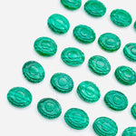 Load image into Gallery viewer, Malachite Evil Eye Beads, Hand Carved Gemstone Beads, Loose Oval Eye Beads, Green Evil Eye Charm Beads, Loose Carving Beads 10X12 MM