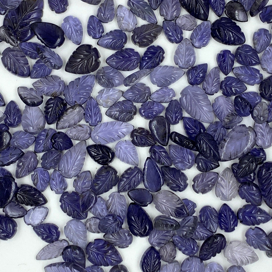 10,20,50 pcs AAA+ Quality 100% Natural Iolite Leaf Shape Carved Loose Gemstone For Jewellery, Iolite Leaf Shape Carving 4.5X6 12X8mm