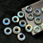 Load image into Gallery viewer, Labradorite Donut Gemstone Beads: 12mm Blue Fire Carved Jewelry