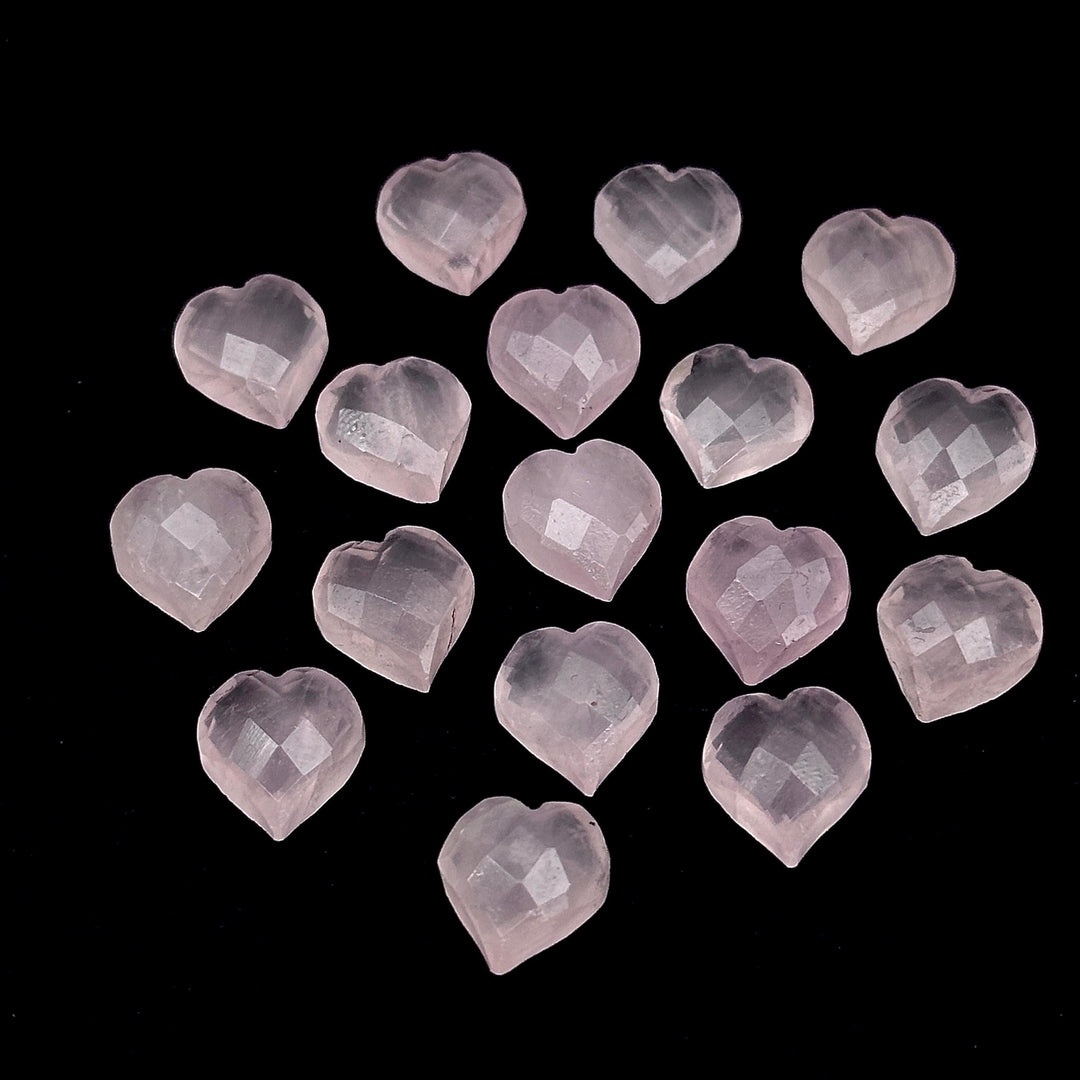 Natural Rose Quartz Heart Shape Beads, Pink Quartz Hand Carved Heart Charms for Jewelry Making, Faceted Heart Shape Briolette's, 13 MM
