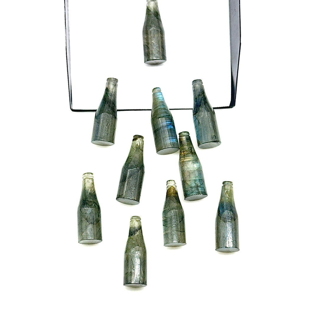 AAA+ Natural Labradorite Bottle Carving Beads, Vine Bottle Shape Carved Gemstone, Jewelry Making Charms, 7X21 MM Flashy Tiny Bottle Pendants