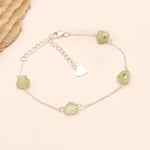 Load image into Gallery viewer, Natural Prehnite Bracelet, Green Prehnite Faceted Heart Beads Bracelet, Women's Gift Chain Bracelet, 925 Silver Jewelry, Girls Anklets